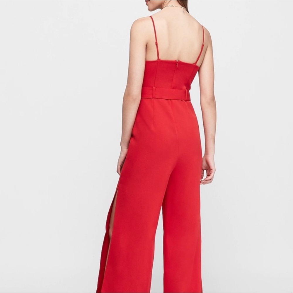 Red Express Jumpsuit With Belt - Picture 2 of 6